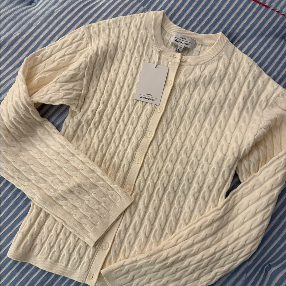 &Other Stories Cream Cable Knit Cardigan